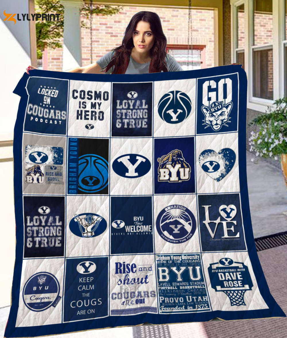 byu cougars quilt blanket for fans home decor gift 2