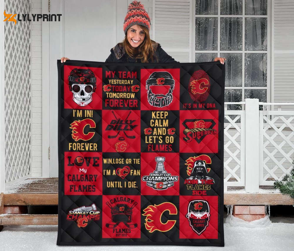 calgary flames 3 quilt blanket 1 3