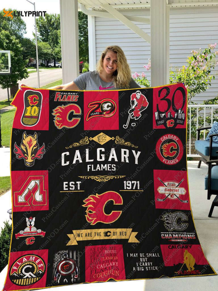 calgary flames 3 quilt blanket 1