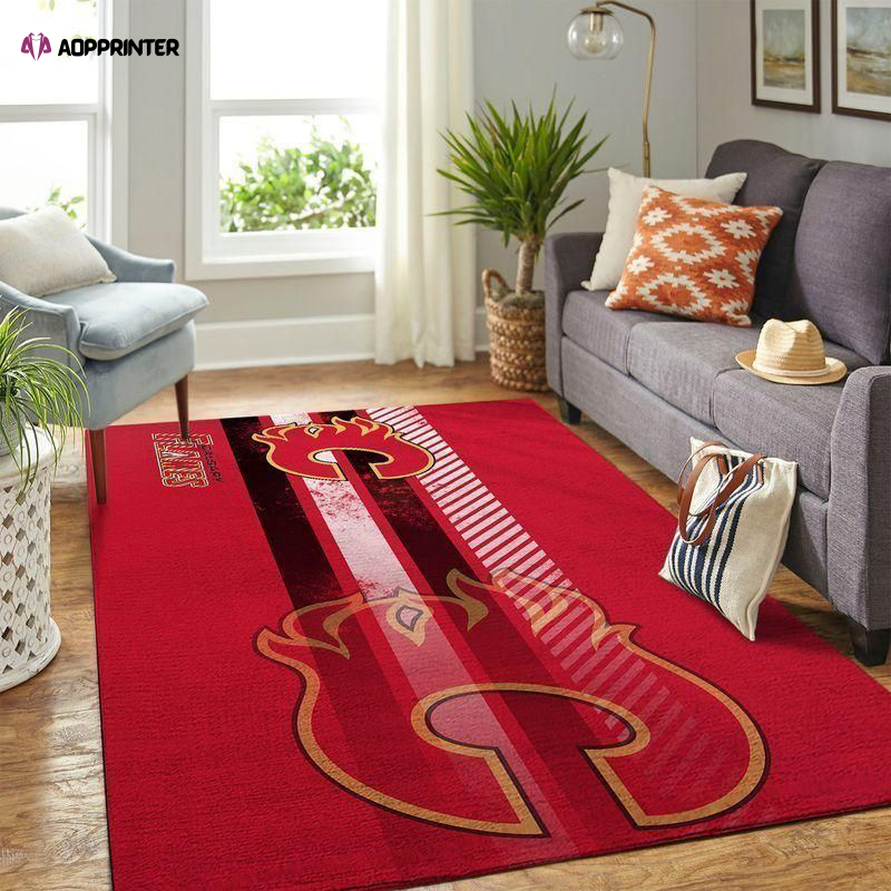 calgary flames rug living room floor decor fan gifts 6