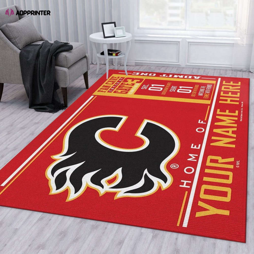 calgary flames rug living room floor decor fan gifts 9