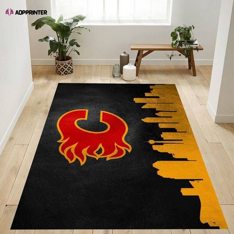 calgary flames skyline rug living room floor decor fan gifts 3