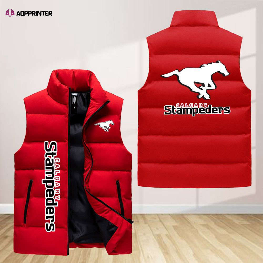 calgary stampeders sleeveless puffer jacket custom for fans spj0833