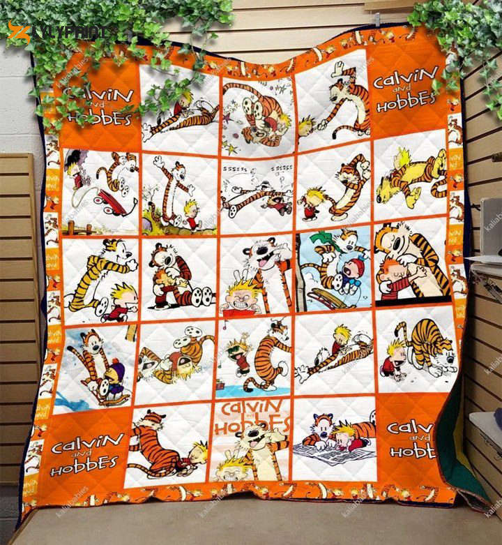 calvin and hobbes quilt blanket for fans home decor gift 2