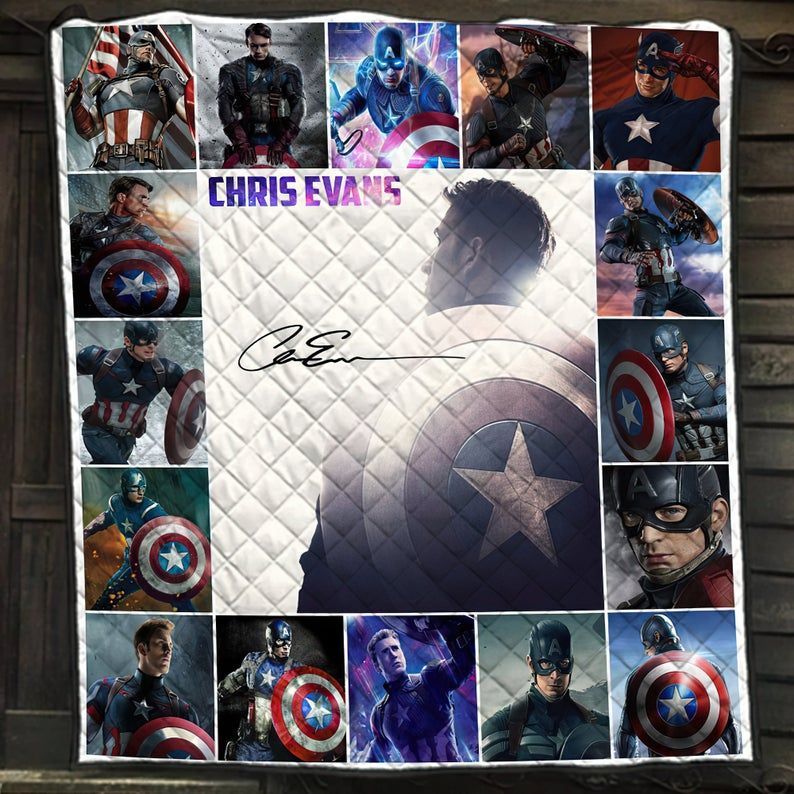 captain america chris evans signature quilt blanket 5108