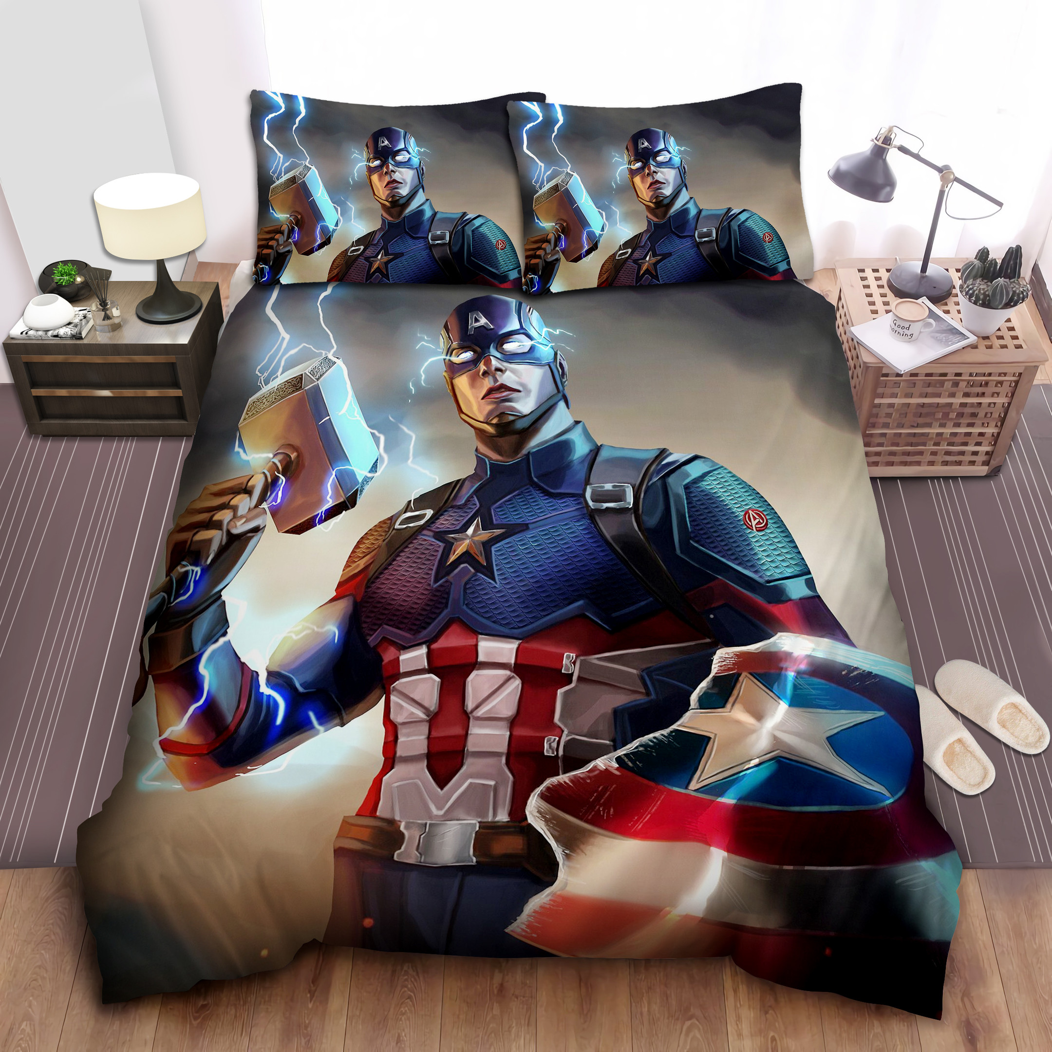 captain america with thor hammer duvet cover bedroom sets comfortable bedding sets 9dtai