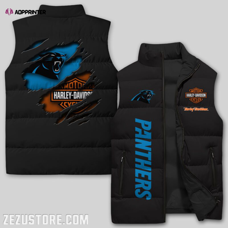 carolina panthers nfl sleeveless puffer jacket custom for fans gifts 1