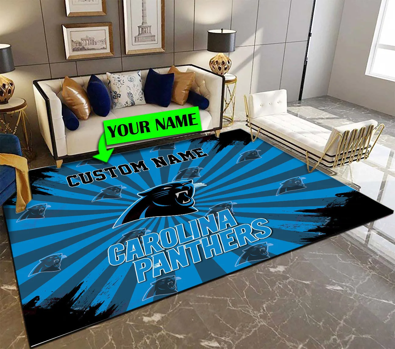 carolina panthers personalized premium rectangle rug 45 kw0mw