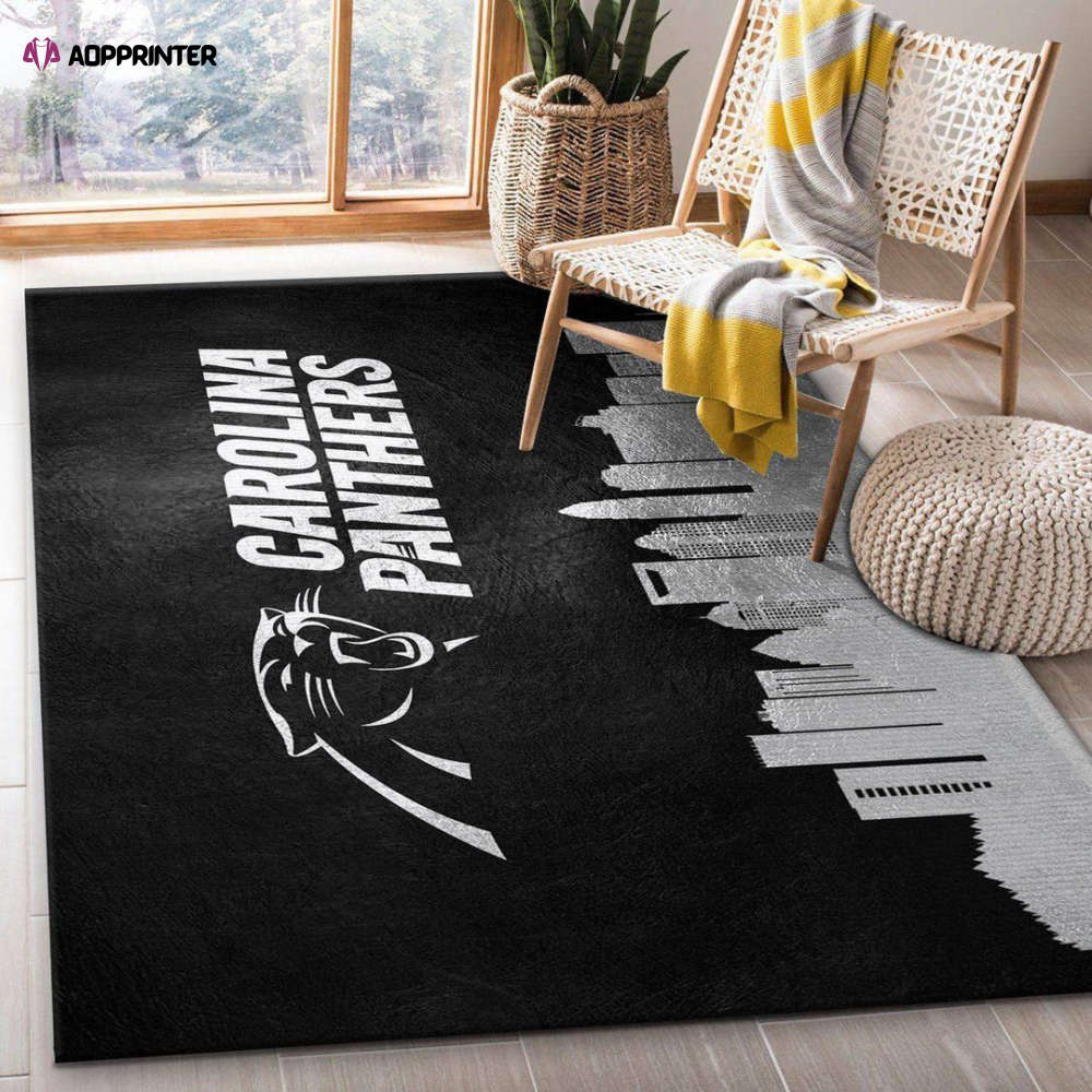 carolina panthers skyline rug living room floor decor fan gifts