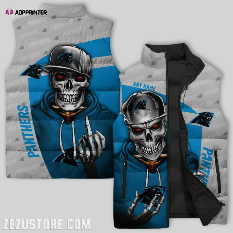 carolina panthers sleeveless puffer jacket custom for fans gifts