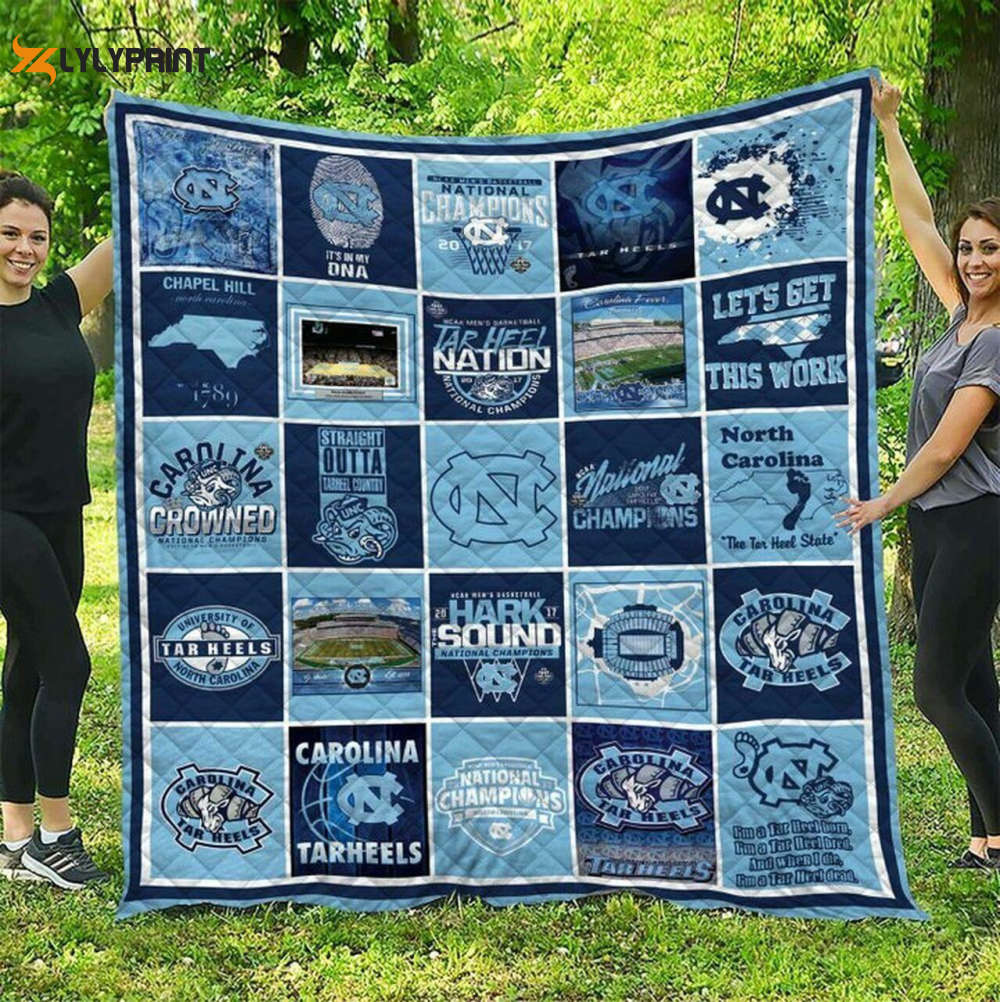 carolina tar heels 3 quilt blanket 1