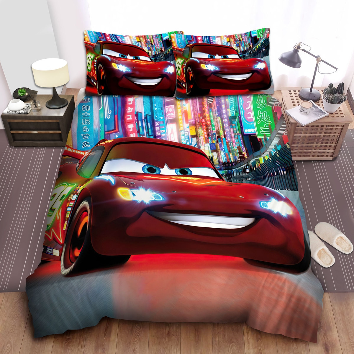 cars lightning mcqueen on tokyo road duvet cover bedroom sets comfortable bedding sets khazj