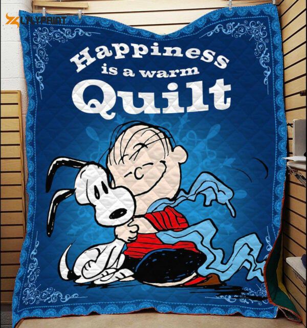 cartoon character snoopy happiness is a warm blanket quilt fan made all season 3d quilt blanket 1487