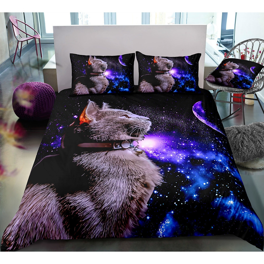 cat in galaxy space duvet cover bedroom sets comfortable bedding sets mafgp