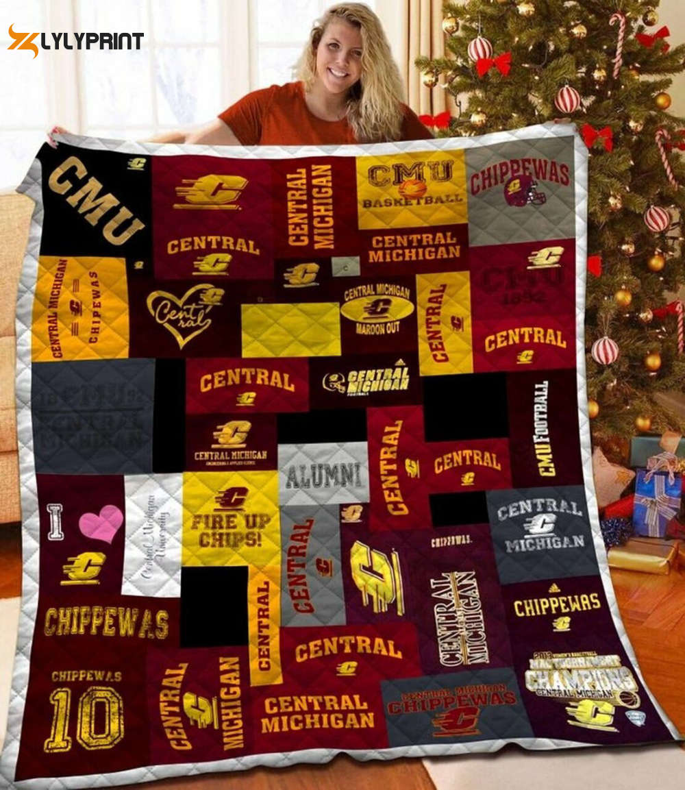 central michigan 2 quilt blanket for fans home decor gift 1