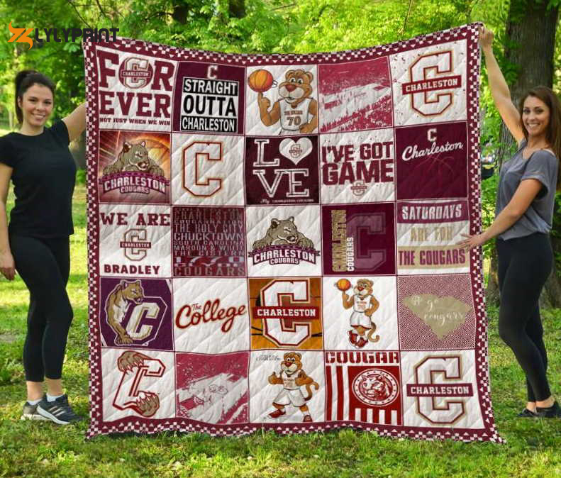 charleston cougars quilt blanket for fans home decor gift