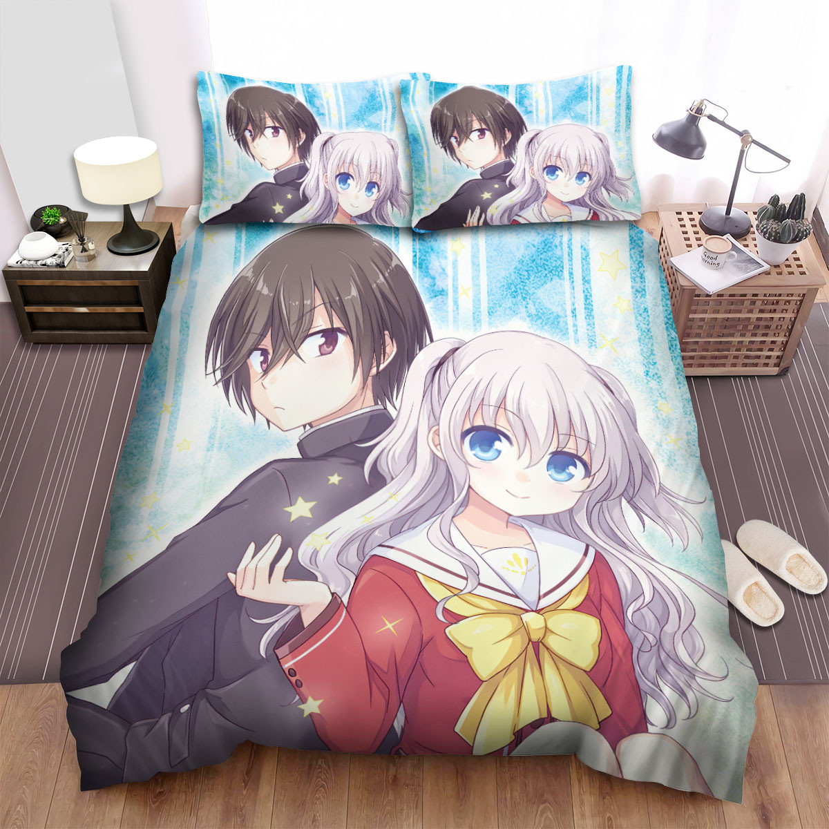 charlotte nao tomori yuu otosaka with little stars bed sheets spread duvet cover bedding sets 2eb06