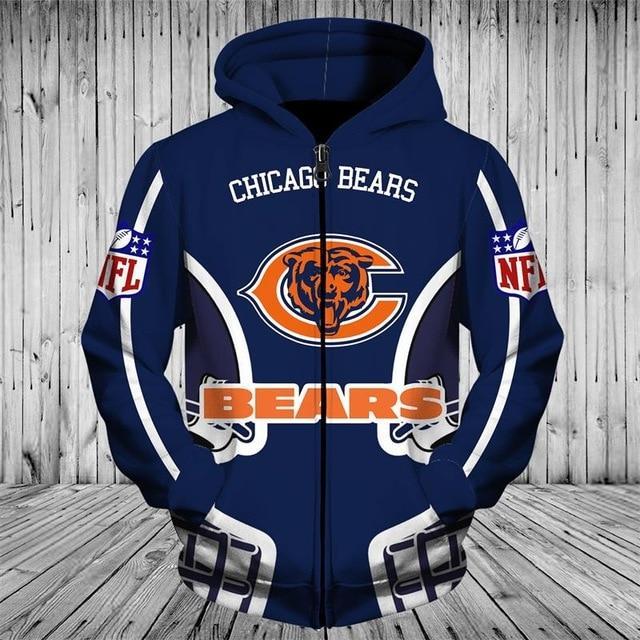 cheap price nfl football chicago bears 3d full zip up hoodie sweatshirt jacket pullover sweatshirt 3 1000x