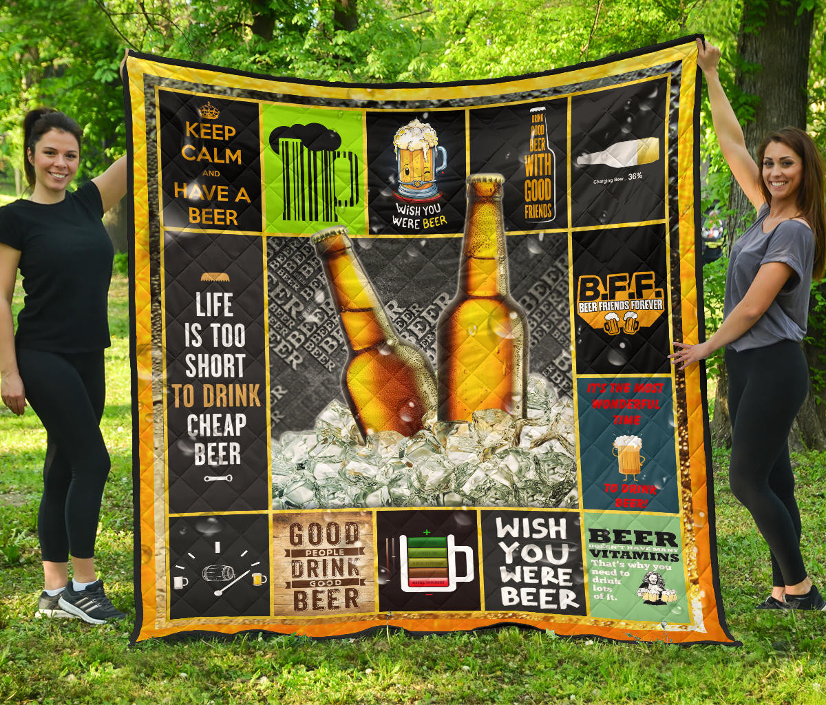 cheers drinking beer premium quilt blanket hobby home decor custom for fans k39no