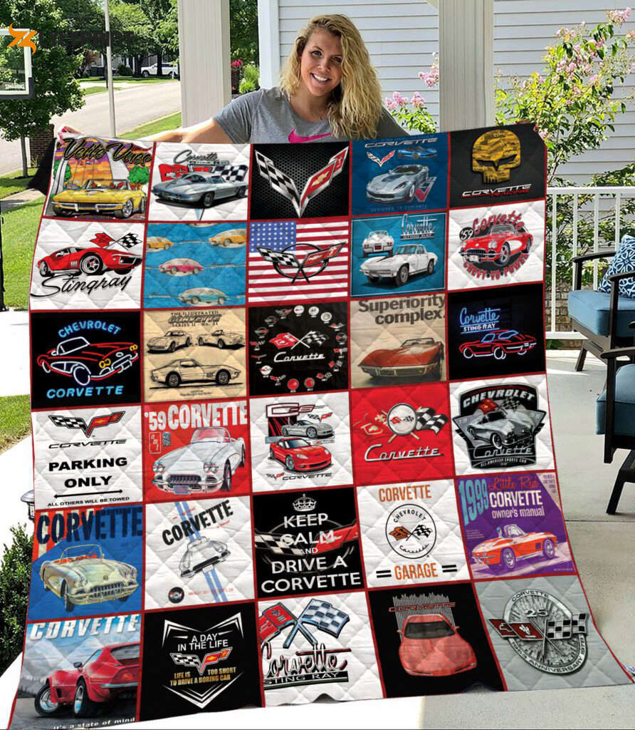 chevrolet corvette quilt blanket for fans home decor gift 2a