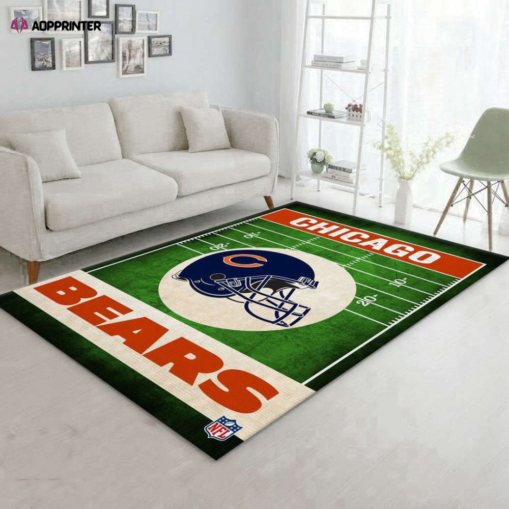 chicago bears end zone rug living room floor decor fan gifts 3