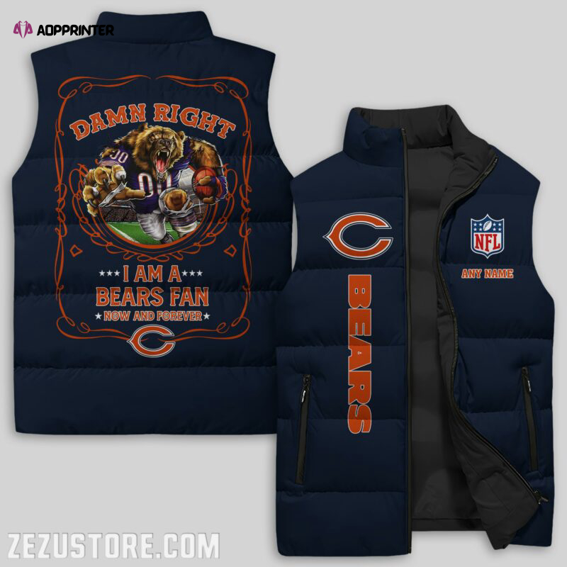 chicago bears nfl sleeveless puffer jacket custom for fans spj1156