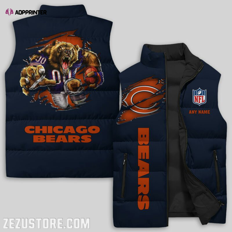 chicago bears nfl sleeveless puffer jacket custom for fans spj1710