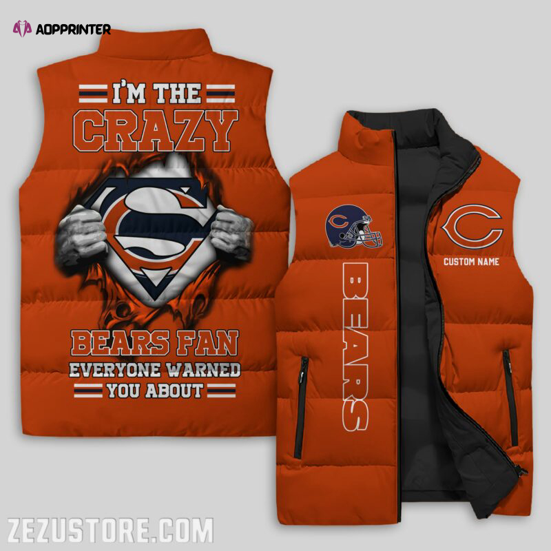 chicago bears nfl sleeveless puffer jacket custom for fans spj2222