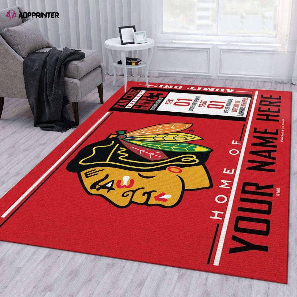 chicago blackhawks rug living room floor decor fan gifts 6