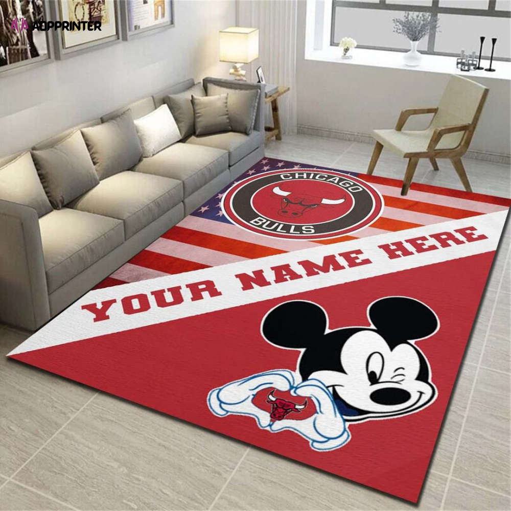 chicago bulls mickey rug living room floor decor fan gifts