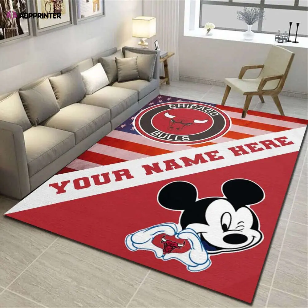 chicago bulls mickey rug living room floor decor fan gifts