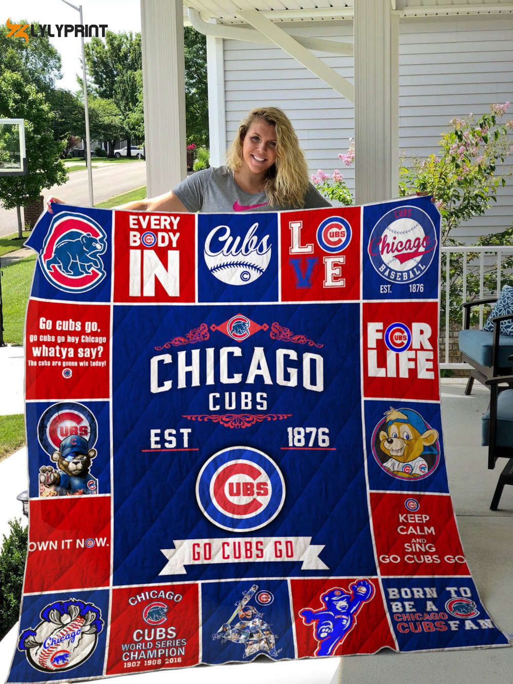 chicago cubs 2 quilt blanket 1