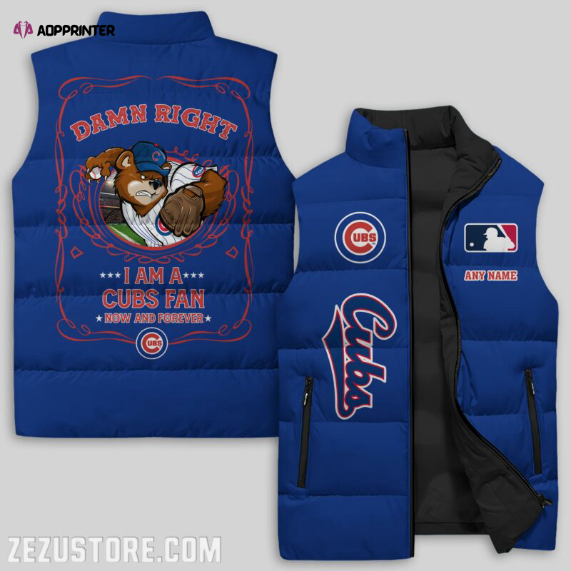 chicago cubs mlb sleeveless puffer jacket custom for fans gifts