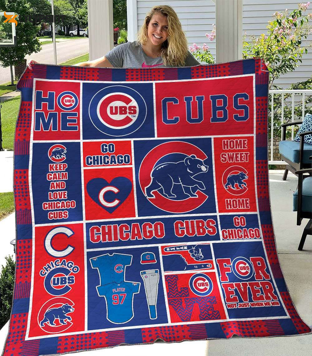 chicago cubs quilt blanket for fans home decor gift 1 3