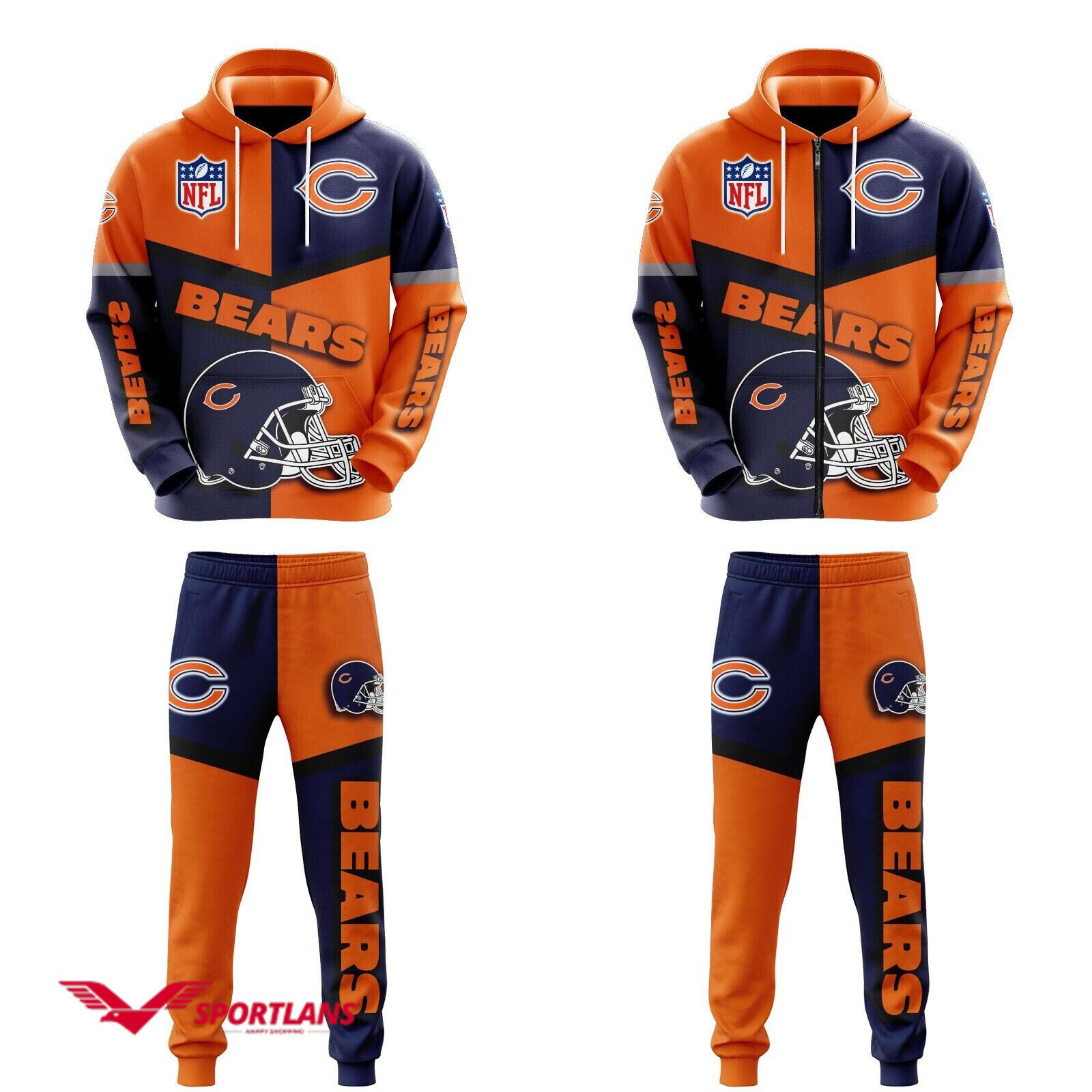 chicago bears nfl personalized combo hoodie2C zip hoodie and joggers for nfl fans tmhj22011006 wehlnktmyk