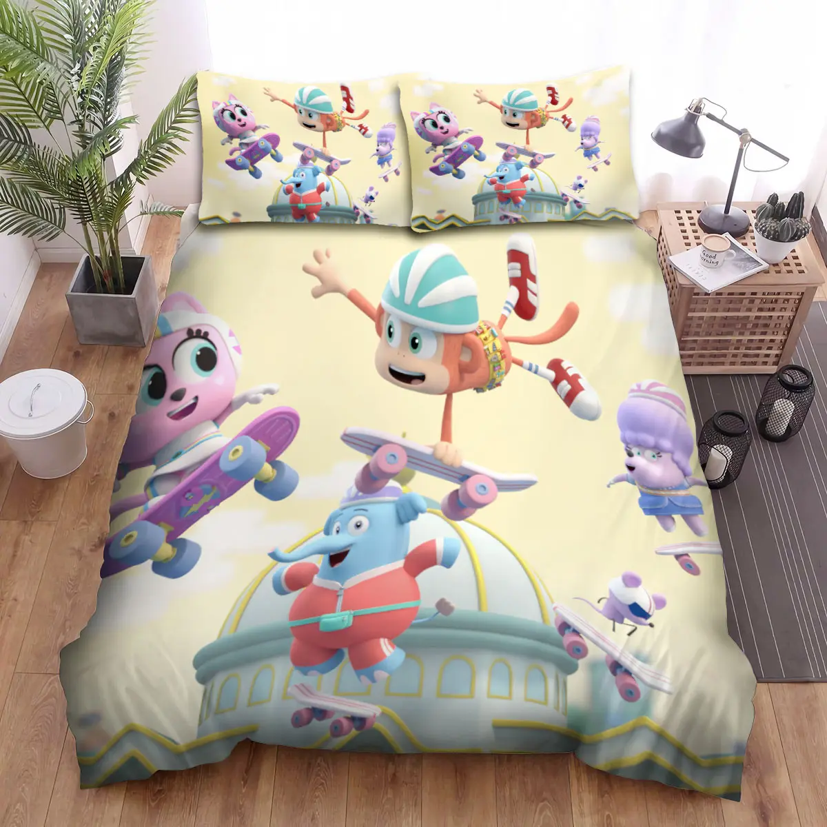 chico bonbon friends skateboarding bed sheets spread duvet cover bedding set hfk9b