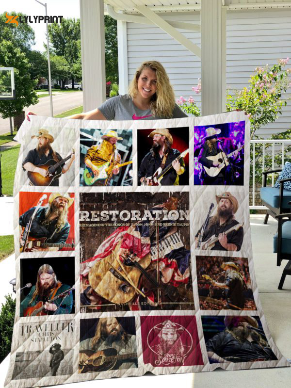 chris stapleton quilt blanket for fans home decor gift 2