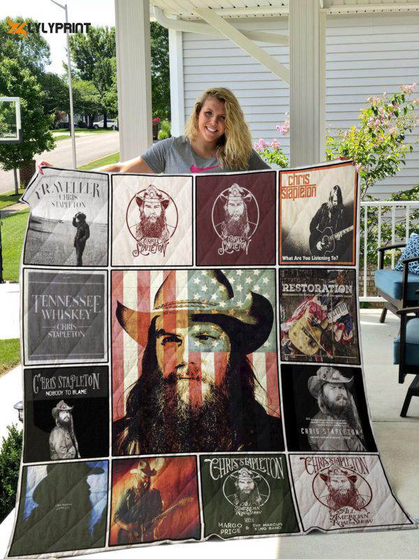 chris stapleton quilt blanket for fans home decor gift 2a