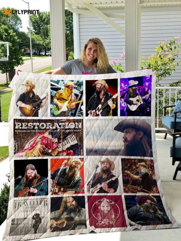 chris stapleton quilt blanket for fans home decor gift 2b