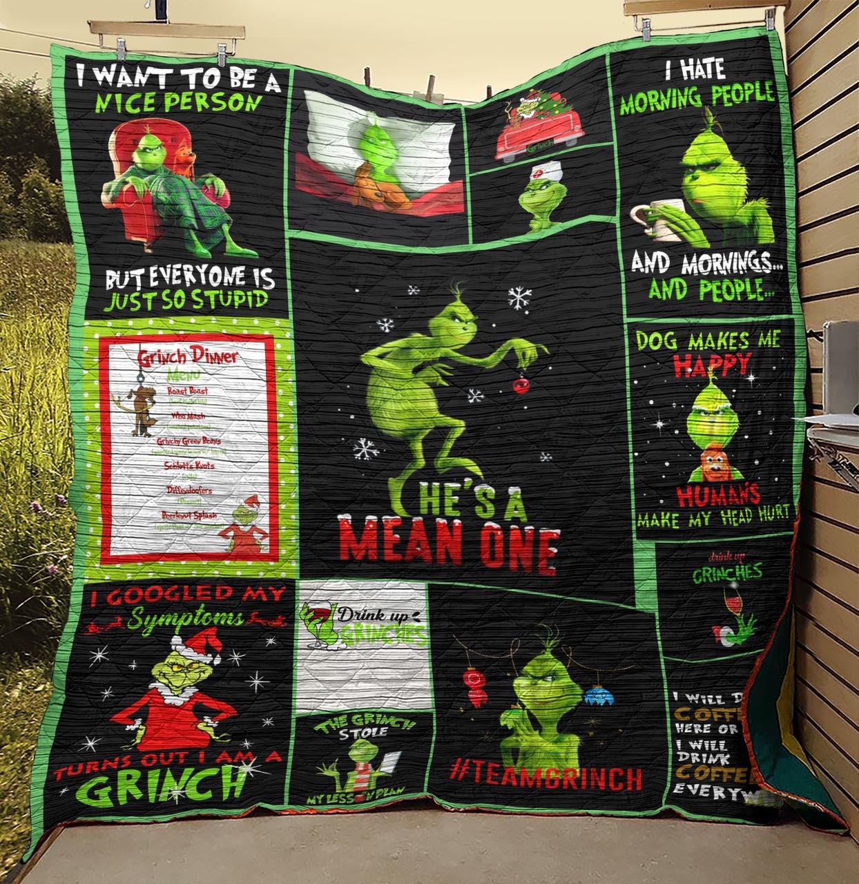 christmas house fleece sherpa grinch blanket pfznx