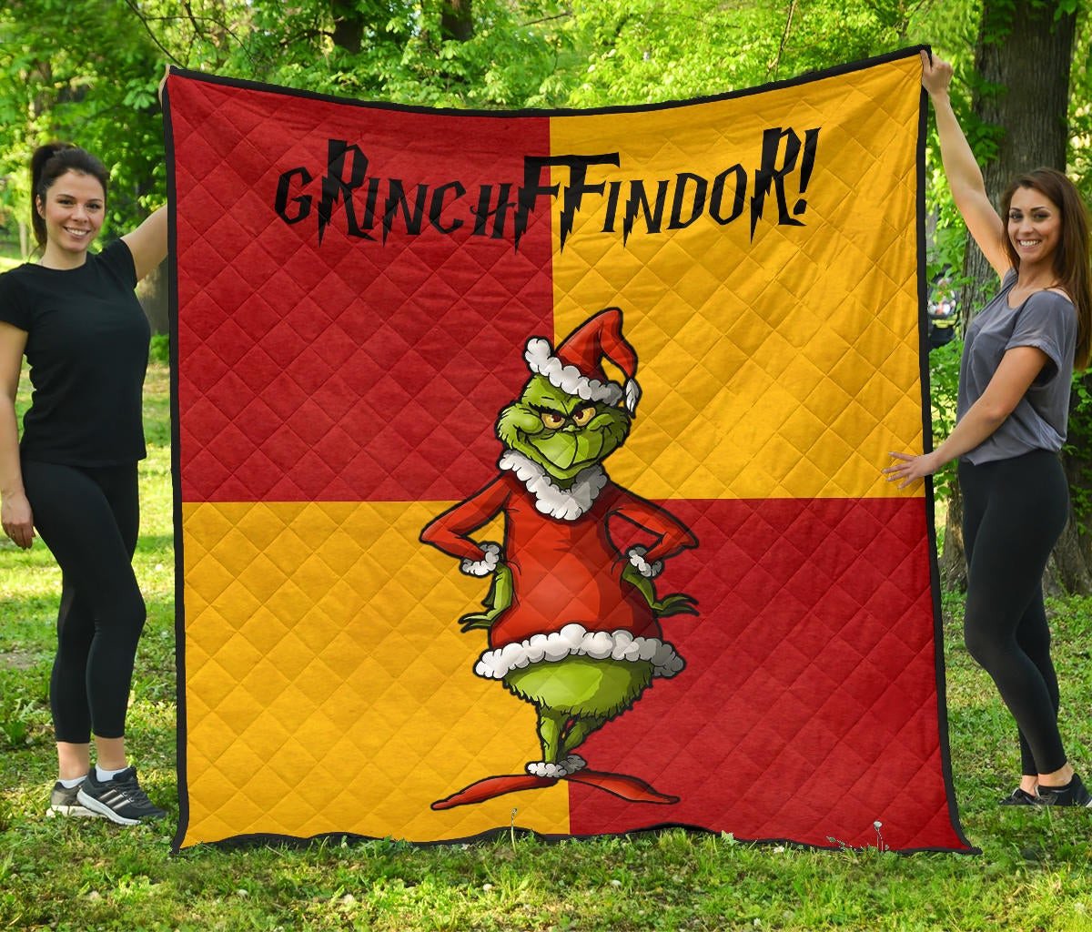 christmas premium quilt grinchffindor grinch hogwarts gryffindor red yellow quilt blanket ivkzn