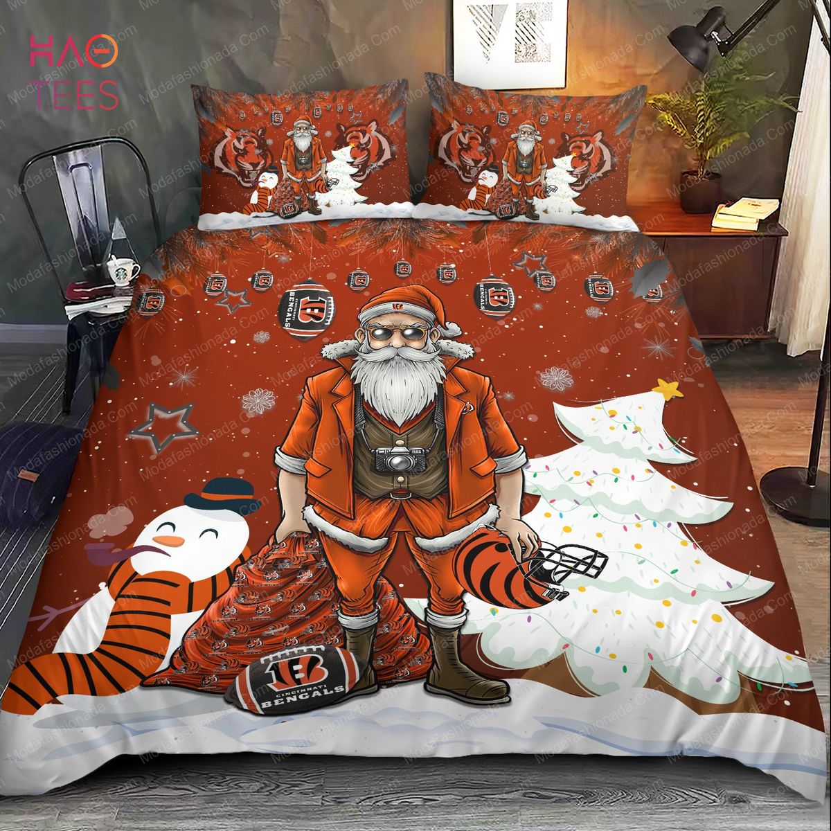 cincinnati bengals christmas santa claus bedding sets 1 xOhlb