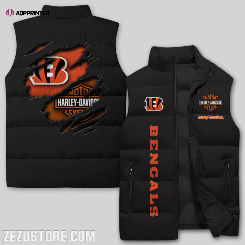 cincinnati bengals nfl sleeveless puffer jacket custom for fans gifts 13