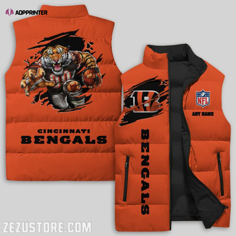 cincinnati bengals nfl sleeveless puffer jacket custom for fans gifts 5