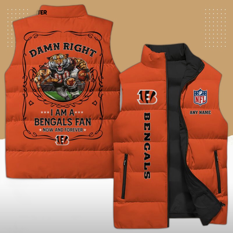 cincinnati bengals nfl sleeveless puffer jacket custom for fans gifts w3vUT5