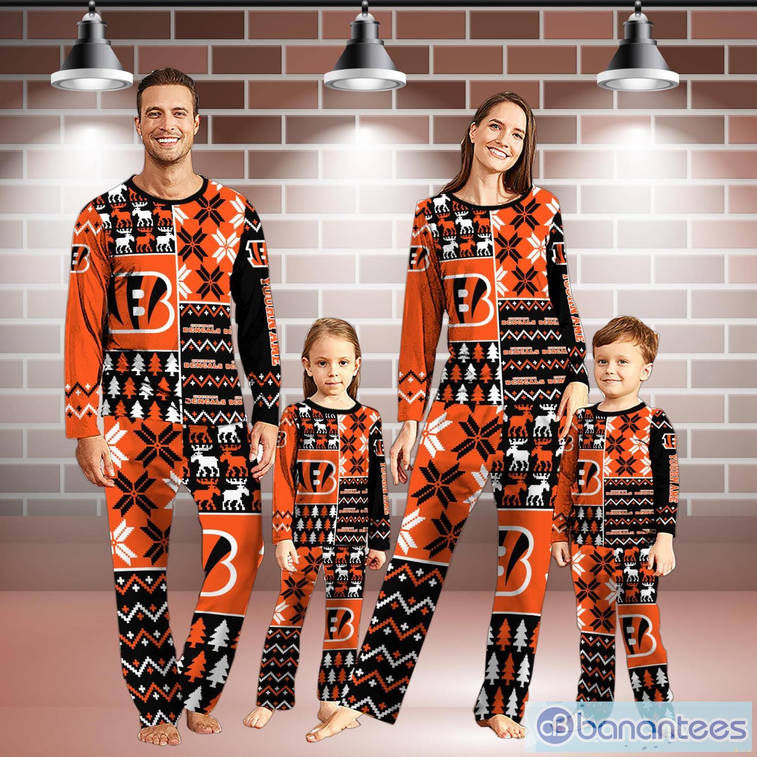 cincinnati bengals pajamas set christmas snowflake pattern pajamas christmas gift for family