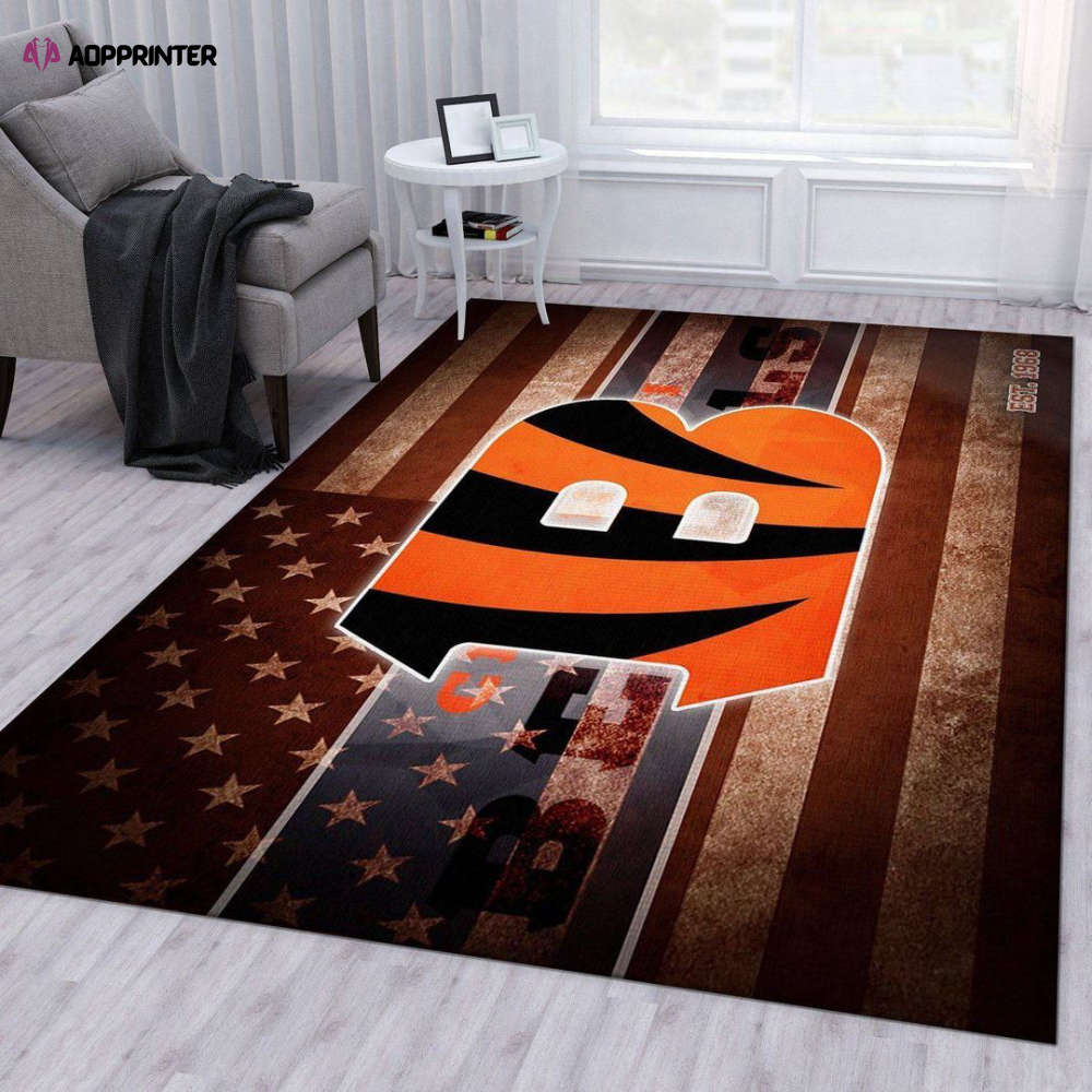 cincinnati bengals rug living room floor decor fan gifts 107