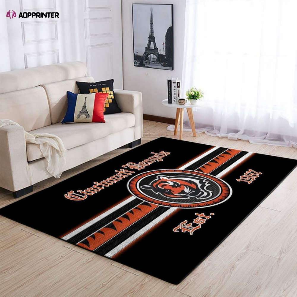 cincinnati bengals rug living room floor decor fan gifts 36