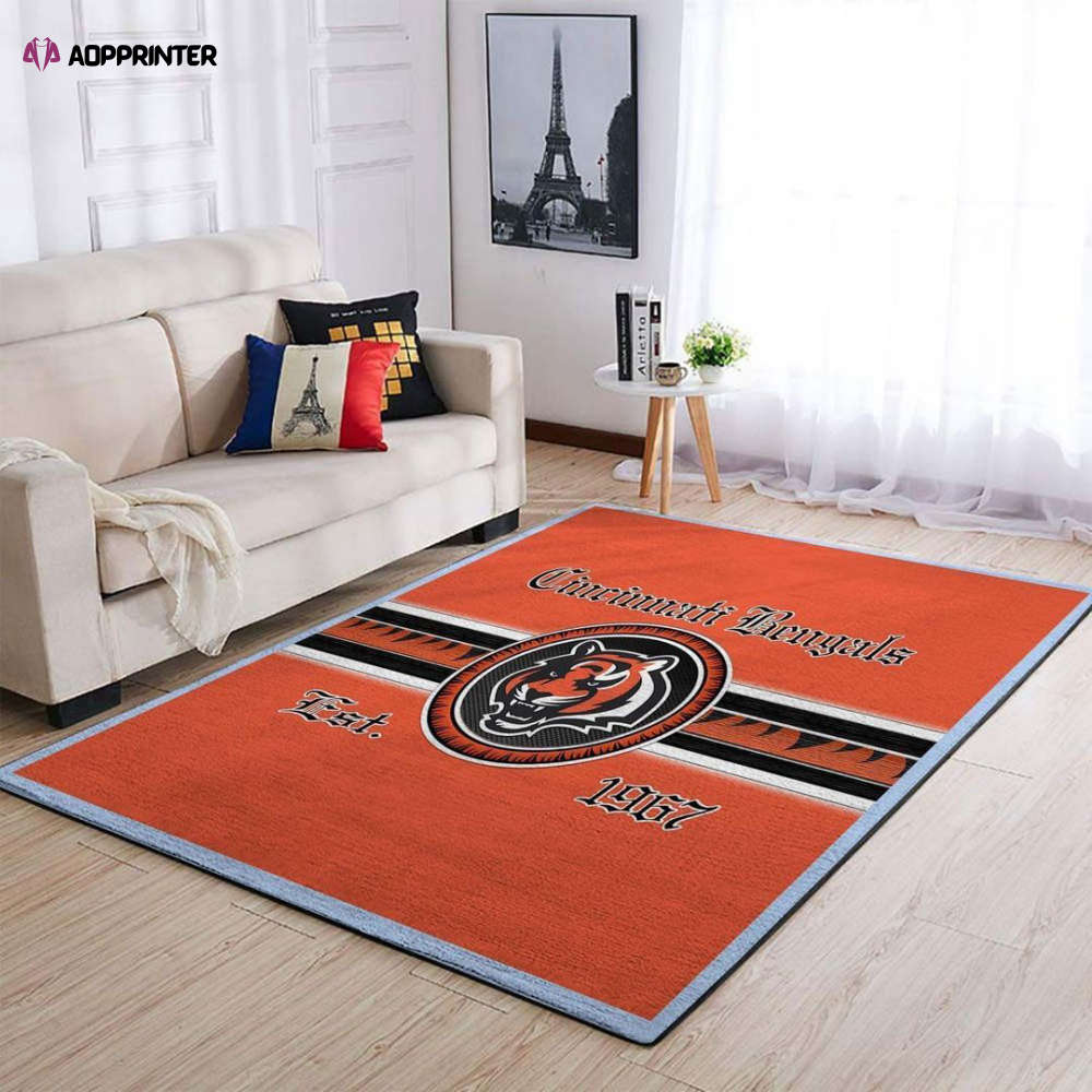 cincinnati bengals rug living room floor decor fan gifts