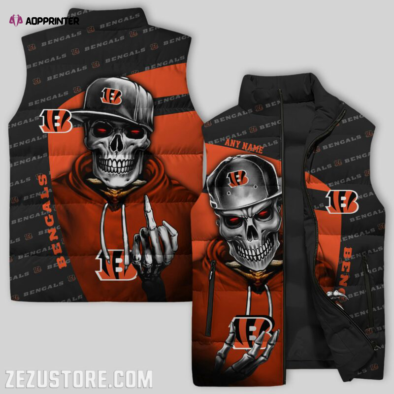 cincinnati bengals sleeveless puffer jacket custom for fans gifts